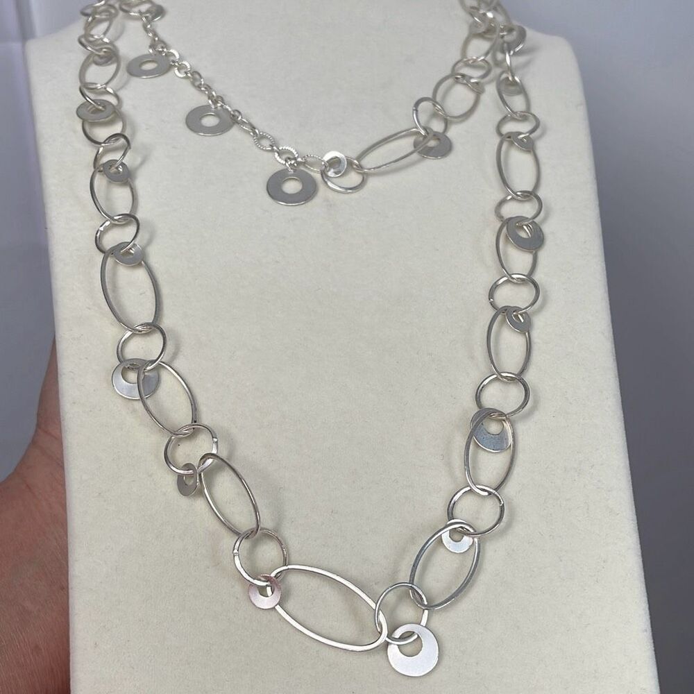 Silver double chain necklace by Premier Designs